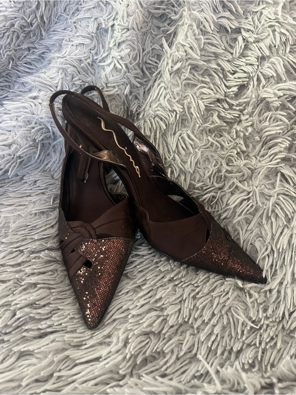 Nina Chocolate Brown Pointed Slingback Heels